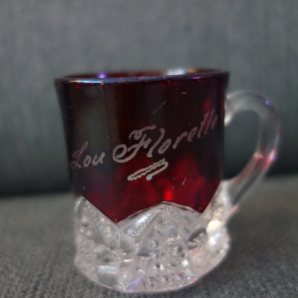 Pan American Expo Buffalo 1901 Rub Red Flash Glass with Handle Lou Florette - Picture 4 of 15